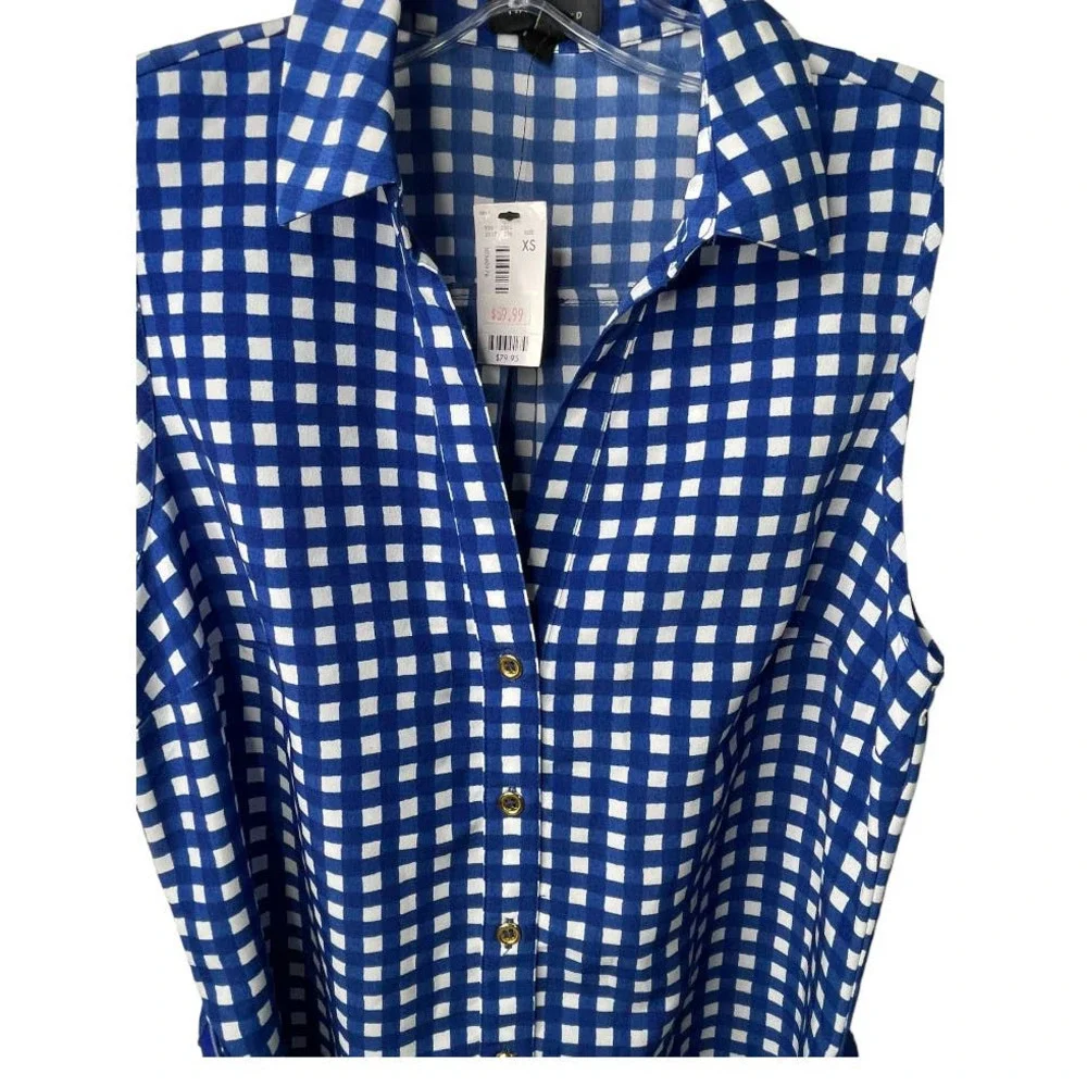 The Limited  Women's Blue Gingham Sleeveless  Shirt Dress Sz XS - Picture 3 of 10